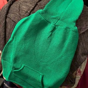 Dog sweater green w/hood various sizes